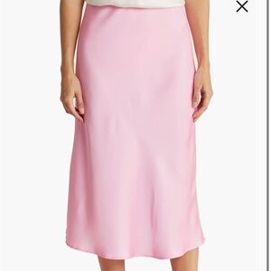 Solid Satin Midi Skirt Pink